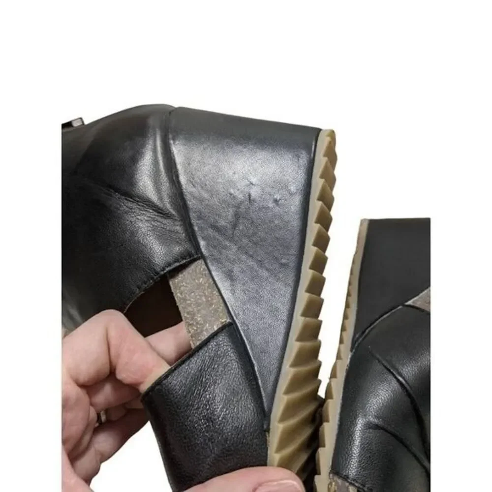 leather Diba True Next N Line 3" Wedge Sandals W/ 8.5 Black Cutout LN/NWB - Picture 8 of 13